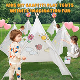 4 Pack Teepee Tent for Kids [Thickened] with Light String and Inflatable Airbed, Slumber Party Tents, Sleepover Tents Party for Girls Boys Indoor Outdoor (White) WOUDY