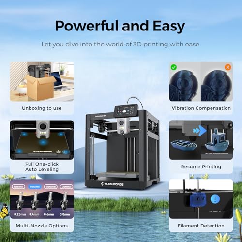 FLASHFORGE Adventurer 5M 3D Printer with Sparkle Black ASA 1.75mm 1kg - WoodArtSupply