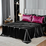 Zebra Print Bedding Set Hot Pink Satin Comforter with Sheets Zebra Stripe Animal Print Africa Wildlife Theme Silk Like Silky Bed in A Bag Black Pink Comforter Sets Bedorm