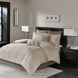Madison Park Camelia Cozy Comforter Set-Trendy Design All Season Down Alternative Luxury Bedding with Matching Shams, Decorative Pillows, California King (104 in x 92 in), Natural 8 Piece Madison Park