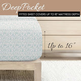 Linen Market Double-Brushed Patterned Microfiber Twin Sheet Set 3 Piece – Oeko-TEX Certified Ultra Soft & Wrinkle-Free - 16" Deep Pocket Sheets - Easy Care Twin Size - Burst of Vines Light Blue Linen Market