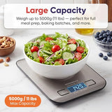 KitchenOra Digital Food Kitchen Scale, 11lb/5kg Capacity with 1g Precision, 5 Units (g/oz/lb:oz/ml/fl'oz), 304 Stainless Steel Surface, Backlit LCD, Tare Function for Cooking, Baking, Keto & Meal Prep