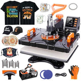 AKEYDIY Upgraded 8 in 1 Heat Press Machine for Tshirts 12''X15'' 360° Swing Away Shirt Press Machine for Sublimation Multifunctional Heat Transfer Machine Combo for DIY T-Shirts Cap & Mugs AKEYDIY