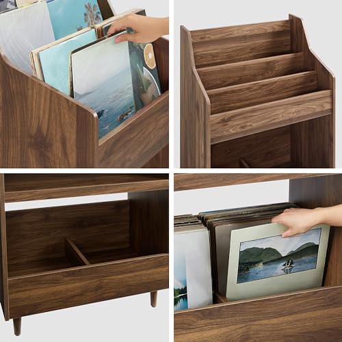 Crosley Furniture Liam 3-Piece Turntable Record Player Stand And Vinyl Storage, Mid Century Modern, Walnut Crosley Furniture