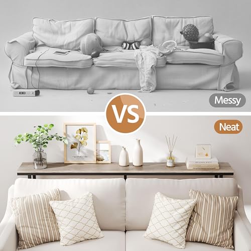 Yaheetech Narrow Console Table with Sturdy Metal Frame, 71 Inch Extra Long Entryway Sofa Table for Behind Couch, Hallway, Living Room, Gray Yaheetech