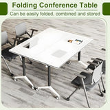 MOFGOE Conference Room Table, Foldable Training Table with Wheels, Large Mobile Seminar Desk, for Office Classroom Meeting, Modular Spliced & Combined,1pack,47x20x30 Inch MOFGOE