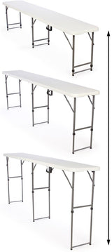 Adjustable-Height Folding Tables are Portable and Can Be Adjusted to 3 Separate Heights Displays2go