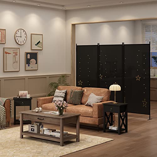 JAXPETY Room Divider Panel 6Ft Privacy Screen Wall Dividers for Room Separation Flexible Partition Folding Portable Room Partition for Office 88" W x 73" H, Black JAXPETY