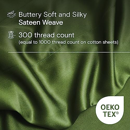 DOZ Sheet Set, 100% Viscose derived from Bamboo, Organically Grown, Buttery Soft, Cooling Sheets, High GSM, Deep Pockets - 3 Piece - 2 Pillowcases 1 Fitted Sheet (Forest, Queen) DOZ by SIJO