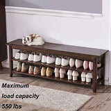 XKZG Storage Bench Wooden Shoe Bench Rustic Solid Wood Entryway Bench (Brown,47.2") XKZG