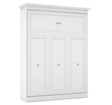 Bestar Versatile Queen Murphy Bed and 2 Closet Organizers with Doors (115W) in White, Sleeping Arrangement and Wardrobes for Multipurpose Room Bestar