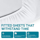 White Classic Fitted Hospital Bed Sheets Set of 3, Cotton Fitted Sheet with 200 Thread Count, Soft Standard Sheets for Hospital Bed Size: 36" x 80" x 9" White Classic