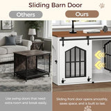 MAHANCRIS Dog Crate Furniture, 31.5" Farmhouse Dog Kennel with Sliding Barn Door, Wooden Dog Cage for Small Medium Dogs, Decorative Pet House Side End Table, Chew-Resistant, White and Walnut DCBA9601 MAHANCRIS