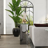 Asday Silver and Glass Console Table, 60 Inch Sofa Table, Silver Rectangle Entryway Table with Polished Mirror Base for Living Room, Hallway Asday