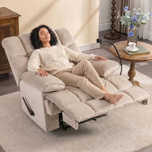 Euthymia Oversized Recliner Chair, Big and Tall Recliner Chairs for Adults 400LBS, Large Recliner Chair, Extra Wide Recliner for Living Room, Cream