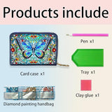 Credit Card Holder, DIY Diamond Art Painting Zipper Credit Cards Wallet for Women Accordion Card Cases Holder KeyChain Wallet-Blue Butterfly WoodArtSupply