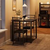 ELETHEBIA Dining Table Set for 2 Person Seat,Table with 2 Upholstered Chairs - Spacious Square Rounded Corner Top, Perfect for Apartment Living Room, Dining Room, Study, and Kitchen Workspace (Black) ELETHEBIA