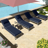 PZDJUMO Chaise Lounge Cushions Outdoor Set of 2 Lounge Chair Cushion 72" L x 21" W with Headrest Straps 3'' Thick Waterproof PU Patio Chaise Cushions Pool Lounger Chair Cushion(Navy Blue)