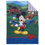 Disney Mickey's Big Adventure Blue, Red, Yellow & Green 4Piece Toddler Bed Set - Comforter, Fitted Bottom Sheet, Flat Top Sheet, Reversible Pillowcase, Blue, Red, Yellow, Green Disney