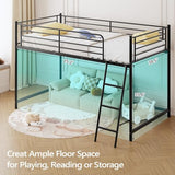 JOYMOR Low Loft Bed with Inclined Ladder, Metal Twin Size Bed Frame with 15” High Guardrail for Boys Girls, Junior, Space Saving, Mattress Not Included (Black) JOYMOR