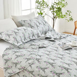 HollyHOME Eiffel Tower 2 Pieces Twin Size Quilt Sets with Pink Floral on Gray Design Bedspread Bed Cover, Includes 1 Quilt, 1 Pillow Sham (Twin, 68"x88") HollyHOME