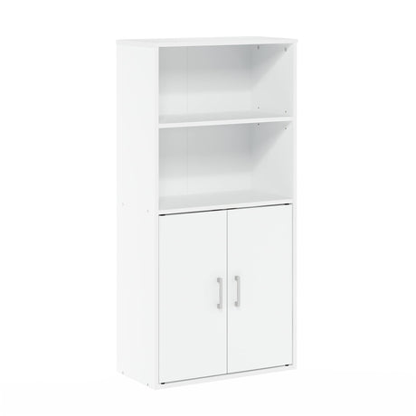 Furinno Pasir Storage Cabinet with 2 Open Shelves and 2 Doors, White Furinno