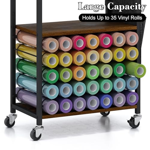 Craft Organizers and Storage Cart: Craft Room Cart for Organizing Cutting Accessories and Machine, Vinyl Roll Storage and Organization Holder, Heat Press Stand Table with Wheels Lyuwanxian