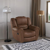 CANMOV Leather Recliner Chair, Classic and Traditional Manual Recliner Chair with Comfortable Arms and Back Single Sofa for Living Room, Nut Brown CANMOV