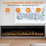 74" WiFi Smart Electric Fireplace Insert - Recessed & Wall Mounted Fireplace Heater with 13 Flame Colors & 6 Brightness Levels, APP/Touch/Remote Control, Timer, Crystal & Charcoal Decor, 750/1500W Vaczon