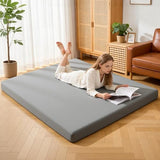 HOMBYS Japanese Floor Mattress Futon, 6" Thick Tatami Sleeping Pad with Memory Foam + High-Density Support Foam, Foldable Roll Up Mat for Adults Kids, Guest Bed Dormitory Tent Camping, Grey HOMBYS