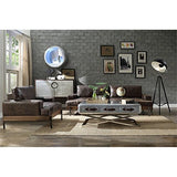 Acme Silchester Leather Sofa in Oak and Distress Chocolate Acme