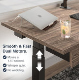 Desky Electric Standing Desk, 47.2" Laminate Height Adjustable Sit Stand Desk, Dual Motor, 4 Memory Presets, Ergonomic Computer Workstation for Home Office – Burnished Wood Top and Space Gray Frame Desky