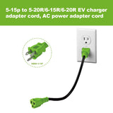 EVMaster 12AWG 15 Amp Household AC Plug to 20 Amp T Blade Adapter Cable, Nema 5-15P to 5-20R/6-15R/6-20R EV Charger Adapter Cord AC Power Adapter Cable, 4 in 1 AC Adapter, 2 Feet EVMaster