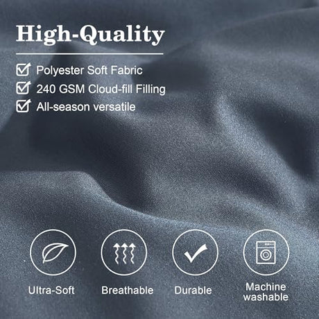 Monbix King Size Comforter Set - 7 Pieces Bed in a Bag King, Blue Gray Bedding Sets with Comforter, All Seasons Comforter Bed Set with Sheets, Pillowcases & Shams Monbix