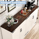Sideboard Buffet Cabinet with Storage - 65 Inch Farmhouse Kitchen Sideboard Cabinets with Adjustable Shelves, Wooden Coffee Bar Storage Cabinet Buffet Table for Kitchen, Dining Room, White chartustriable