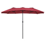 Tangkula 15 Ft Patio Umbrella Double-Sided Steel Outdoor Market Table Umbrella with Crank (Wine) Tangkula