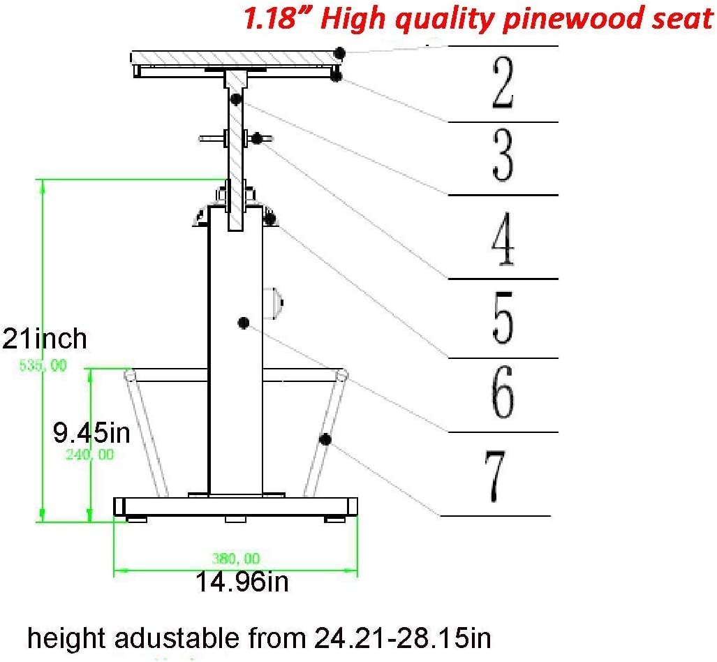 Topower 3 Piece Pub Bar Set Retro Round Bar Table and Stools for 2 Height Adjustable Pub Desk and Stools Match Bar Height and Counter Barstool Antique Green(1 Table + 2 Chairs) Topower