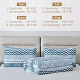 BOLINLIVING Twin Comforter Set Kids, Boho Stripe Comforter Set Twin Size, Twin Bed in a Bag Soft Bohomian Bedding Lightweight Breathable for All Seasons (Blue 66×90 inch) BOLINLIVING