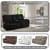 ULTICOR Reclining Loveseat with Middle Console Slipcover, 8-Piece Velvet Stretch Loveseat Reclining Sofa Covers, 2 Thick, Soft, Washable, Covers ONLY (Black) ULTICOR