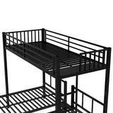 Bellemave Metal Twin Over Twin Over Twin Bunk Beds for 3 Kids, Heavy Duty Triple Bunk Bed Frame with Built-in Desk,3 Bed Bunk Beds,Twin Size Triple Bed,Detachable,Black Bellemave