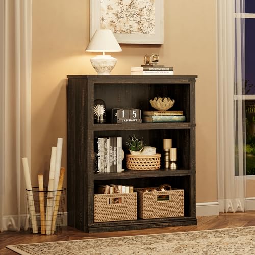 GAOMON 3 Tier Bookcase, Farmhouse Book Shelf with Storage Open Display Bookshelves, 40" Low Book Case Wooden 3 Shelf Bookcase Home Decor Furniture for Home Office, Living Room, Bed Room - Oak GAOMON