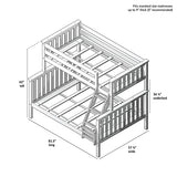 Plank+Beam Classic Wooden Bunk Bed Twin Over Full Size, Platform Bed Frame with Bunk Bed Ladder and Wood Slats for Adult, Space Saving Bed, Easy to Assemble, No Box Spring Needed, Pecan Plank+Beam