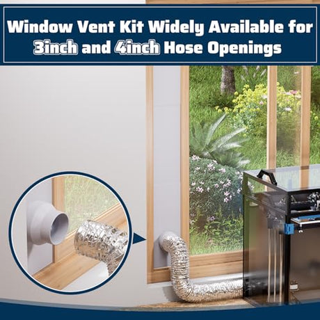 Pearwow Window Vent Kit for 3" and 4" Vent Hose,Adjustable Window Vent Panels with Louvered Vent Cover,Switchable Hood for 3"/4" Exhaust Ventilation of Dryer,Laser Engraver & 3D Printer Enclosure Pearwow