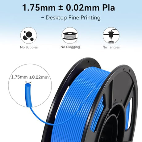 Dynta 3D Printer Filament 250g 53mm Spool - 1.75mm High Precision Regular PLA Compatible with FLASHFORGE, Bambu Lab A1, Creality Ender-3 V3, Black, White, Red, Green, Blue, Purple for Beginners Dynta