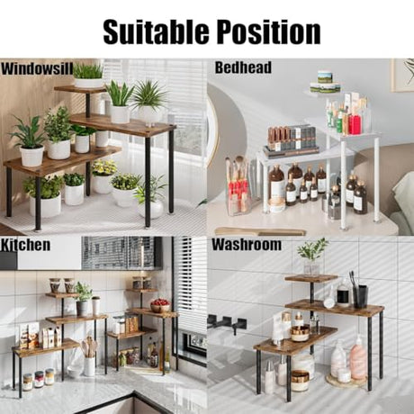 Dazioter Countertop Organizer Organization 3 Tier Kitchen Corner Shelves Adjustable Spice Storage Rack for Bathroom Coffee Area Over Sink (Black) Dazioter