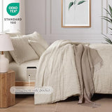 AMBERSPACE Queen Comforter Set Beige, Tufted Boho Bedding Farmhouse Bed Set, All Season 7 Pieces Bed in a Bag with Sheets, Pillowcases & Shams AMBERSPACE