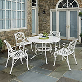 Homestyles 6652-328 5 Piece Outdoor Dining Set, 48" Table, Off White homestyles