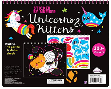 Sticker by Number Unicorns, Kittens, & More For Kids: 15 Pictures Include Kitten, Unicorn, Narwhal, Penguin, Owl, Flamingo and more! Lodi Publishing