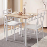 VECELO 3 Piece Dining Table Set for 2 with Chairs, Wood Table-top & PU Padded Seat for Small Space Kitchen VECELO