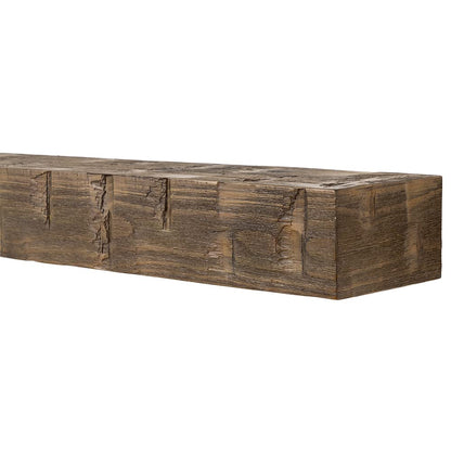 Country Living Wood Fireplace Mantel Shelf - Bodie 60 Inch Mocha Finish | Rustic Hand-Hewn and Distressed Pine Beam with Worn, Reclaimed Log Look; for Fireplaces, Hearths & Décor